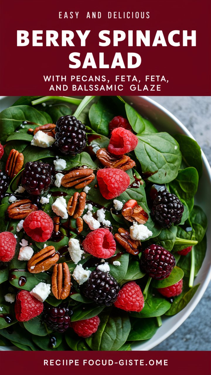 Ultimate Berry Spinach Salad with Pecans, Feta & Balsamic Glaze